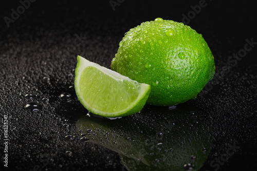 Lime on Black Background