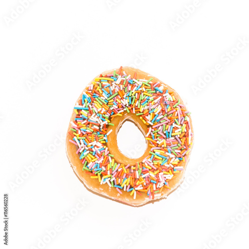 Poster glazed donut, view form the top, isolated on white background