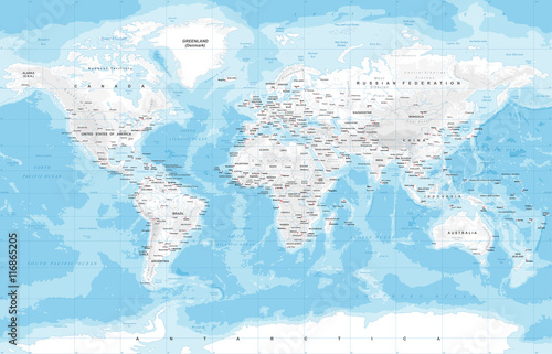 Fototapeta Physical World Map