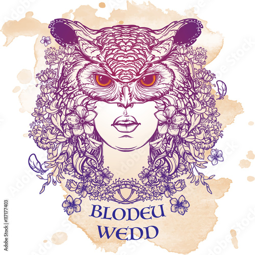 blodeuwedd-szkic-na-bialym-tle-na-tle-grunge