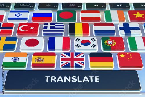 Languages translation concept, online translator, close-up view of