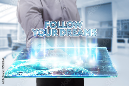 Poster Business, Technology, Internet and network concept. Young busine