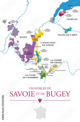 Carte du Vignoble de Savoie et du Bugey © Lozz