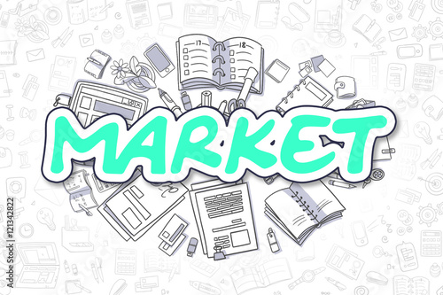 Market - Doodle Green Inscription. Business Concept.