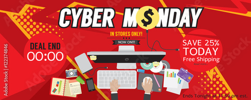 8000x3200 Pixel Cyber Monday Banner Vector Illustration