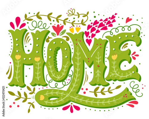 Home. Hand drawn vintage illustration