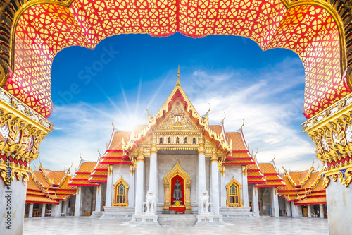 Poster Marble Temple, Wat Benchamabophit Dusitvanaram in Bangkok, Thailand