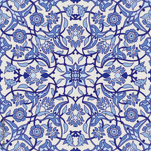 Stylized Flowers Oriental Wallpaper Retro Seamless Abstract Stylized Flowers Oriental Wallpaper Retro Seamless Abstract Background Vector Decoration Tile Print Tribal Fl