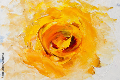 Art Oil-Painting Picture Fantasy Yellow Flower. Abstract oil painting background. Oil on canvas texture. Hand painted. Modern art. © shvets_tetiana