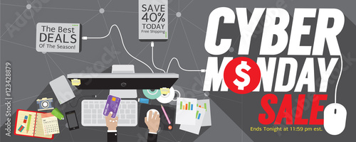 8000x3200 Pixel Cyber Monday Super Wide Banner Vector Illustration
