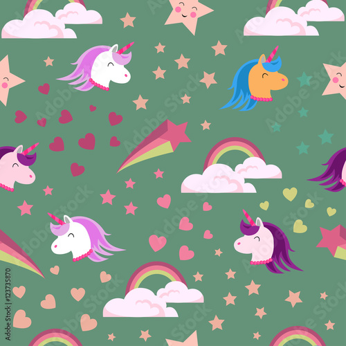 resumen-de-patrones-sin-fisuras-para-ninas-ninos-fondo-de-vector-creativo-con-unicornio-corazones-fondo-de-pantalla-divertido-para-textil-y-tela-estilo-de-moda-imagen-brillante-colorida-para-ninos-rosa-amarillo-azul