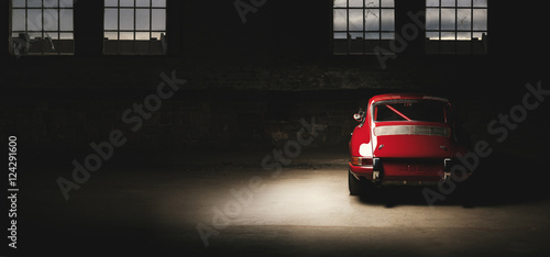 911 Oldtimer roter Sportwagen, Rennauto siebziger Jahre