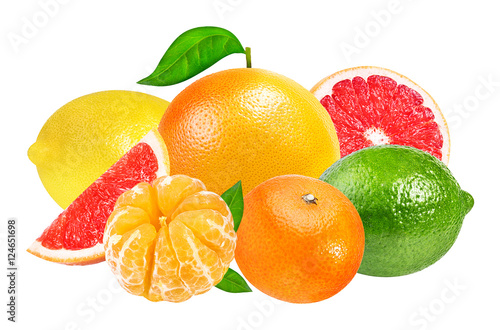 Citrus Fruit Set (tangerine, grapefruit, lime, lemon) isolated o