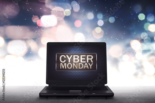 Cyber Monday label on laptop computer