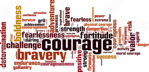 Courage word cloud concept. Vector illustration