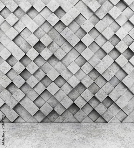 sciana-betonowych-szescianow-i-betonowa-podloga-3d-rend