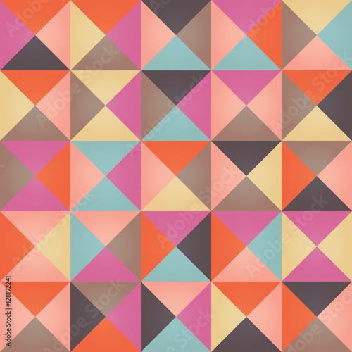 Fototapeta Geometric seamless pattern with colorful triangles in retro desi