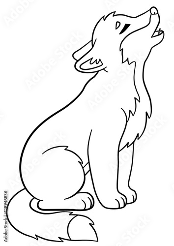 Coloring pages. Little cute baby wolf howls. | Buy Photos | AP Images