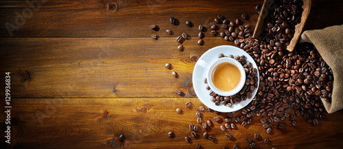Fototapeta Espresso and coffee beans