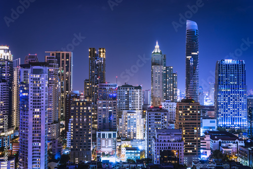 abstract night cityscape blue light filter - can use to display or montage on product