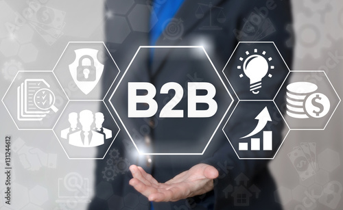 B2B marketing management success web concept. Business to business commerce internet technology