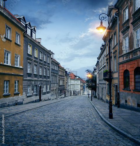  Street in old town of Warsaw, Poland