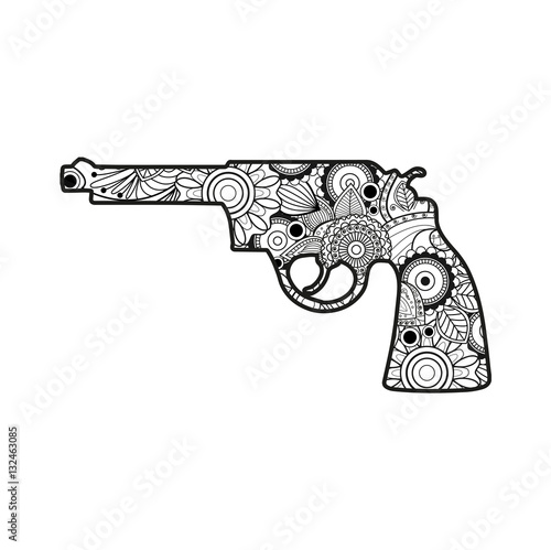 Download Vector illustration of a mandala gun for coloring book ...