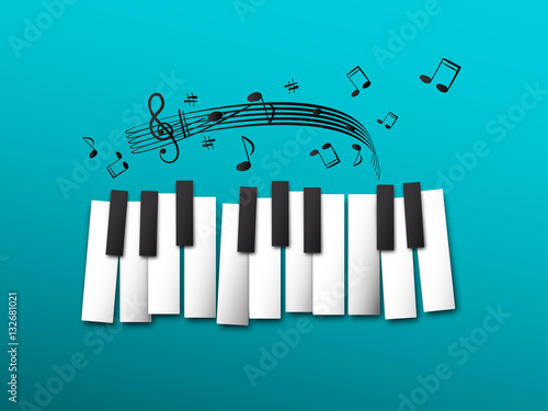 teclas-del-piano-notas-musicales-sobre-fondo-azul
