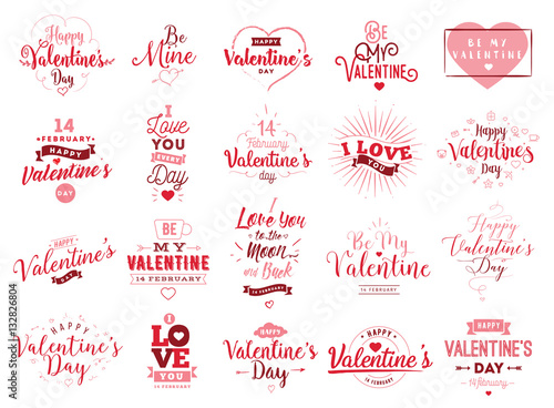 Happy Valentines day typography. Vector design. © pavector