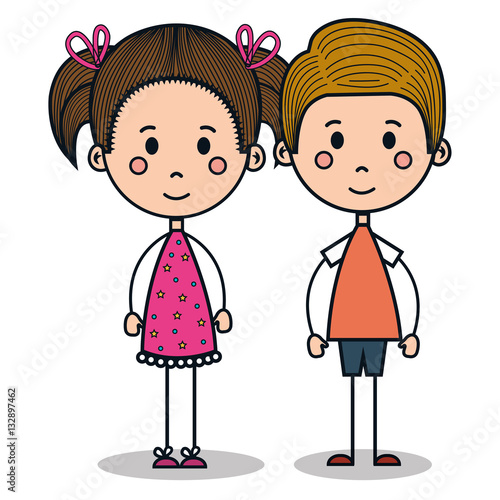 cute little kids drawing vector illustration design
