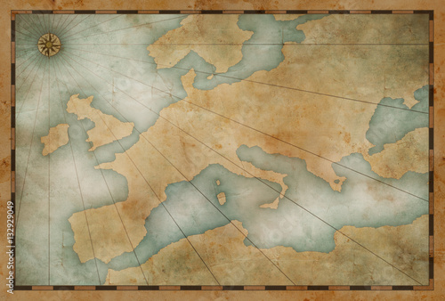 viejo-fondo-del-tema-nautico-del-mapa-de-europa