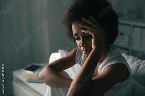 Sad woman suffering from insomnia