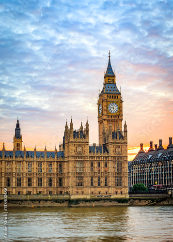 Big Ben and Westminster bridge in London, Uk.