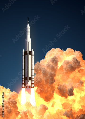 Space Launch System In The Clouds Of Fire