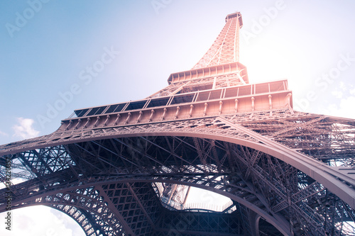 Poster Vintage style image of Eiffel Tower in Paris France with Retro filter effect
