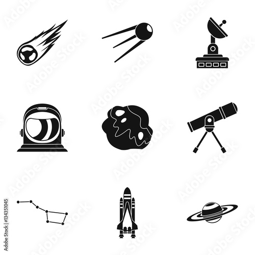 Cosmos icons set, simple style
