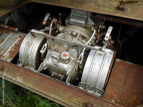 detail motor of an old military tank
