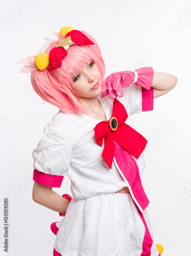 Manga girl on white