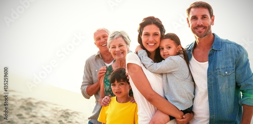 Portrait of family at beach