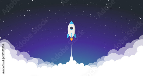 Space rocket launch. Vector illustration