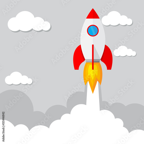 Rocket launch. Vector illustration.