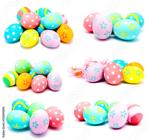 Collection of photos perfect colorful handmade easter eggs