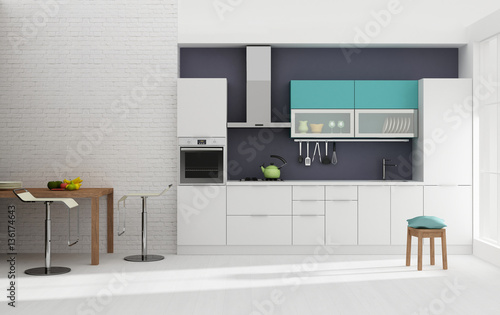  Kitchen interior 3D rendering