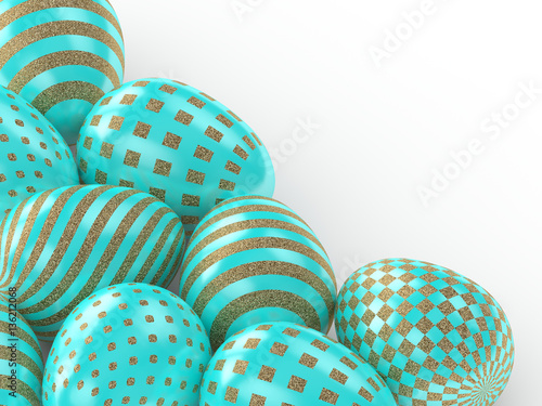 representacion-3d-de-brillo-de-pascua-y-huevos-de-turquesa