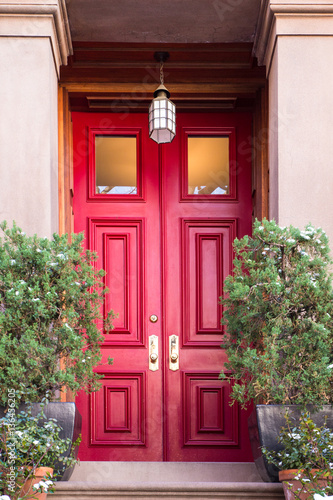 Poster Typical Entrance door to a New York City apartment building residential home