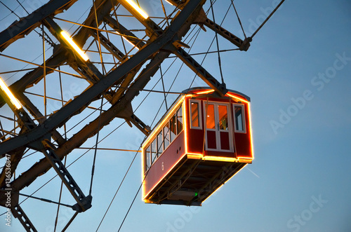 Poster detail of cabin Vienna giant wheel illuminated in winter christmas