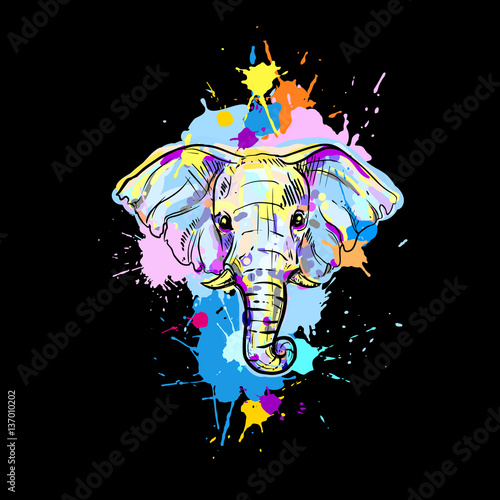 Obraz na płótnie hand drawn illustration with color elephant. vector eps 8.