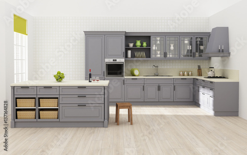 Lacobel Kitchen interior 3D rendering