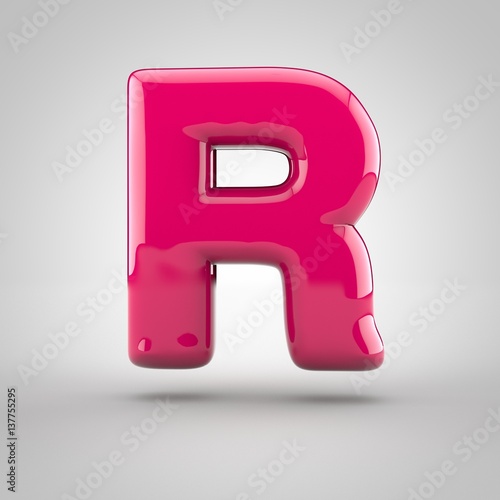 Glossy Pink Paint Letter R Uppercase 3d Render Of Bubble Font With