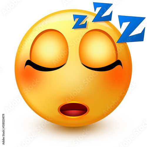 Cute sleeping face emoticon or 3d sleepy emoji with closed ...
